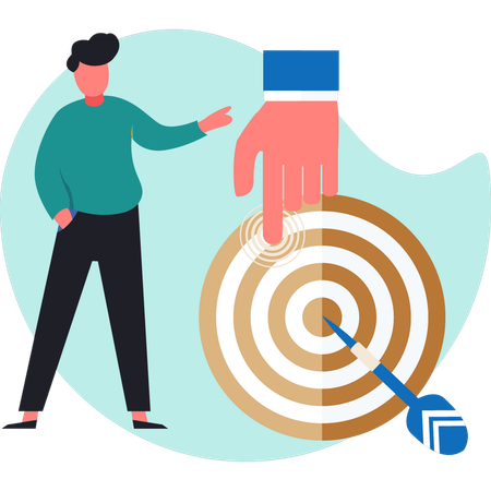 Young man talking about business target  Illustration