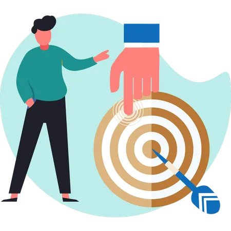 Young man talking about business target  Illustration