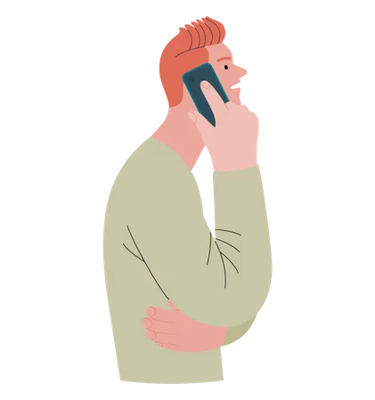 Young Man talking on phone Illustration