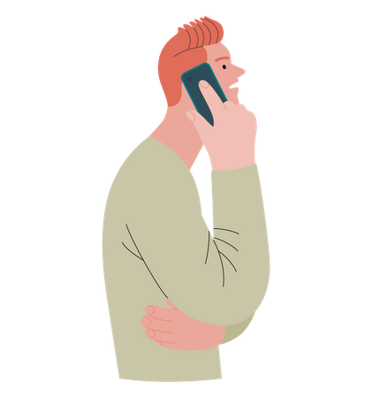 Young Man talking on phone  Illustration