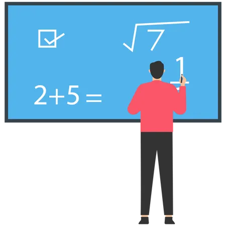 Young man teach Math  Illustration