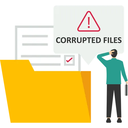 Corrupted File Concept Corrupted File Illustration In Front Of Frustrated People Because The File Is Corrupt Or Corrupt This Design Is Suitable For Poster Banner Or Background Illustration