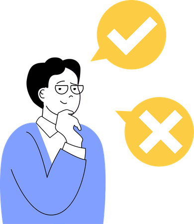 Young man thinking about decision  Illustration