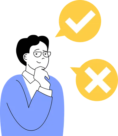 Young man thinking about decision  Illustration