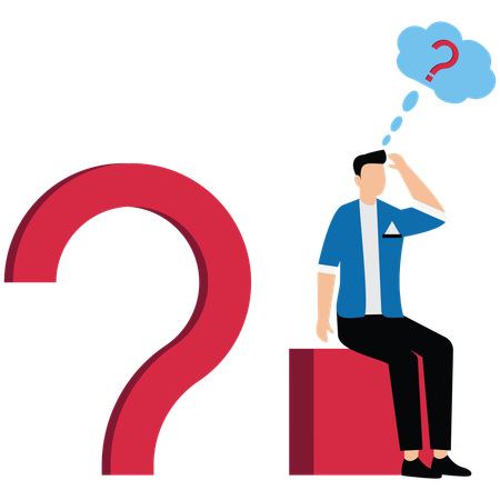 Young man thinking about problem solving  Illustration