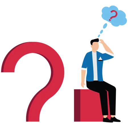 Young man thinking about problem solving  Illustration