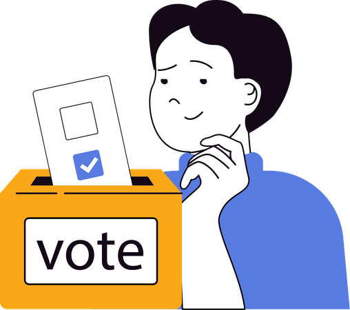 Young Man thinking about vote  Illustration