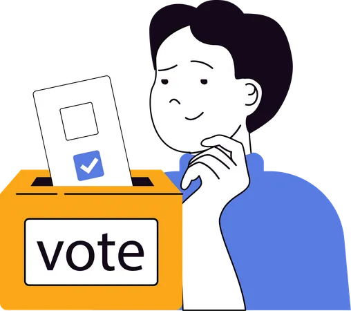 Young Man thinking about vote  Illustration