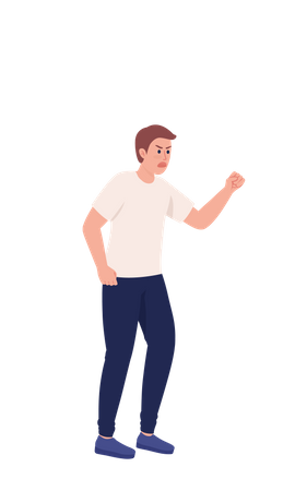 Young man threatening with fist  Illustration