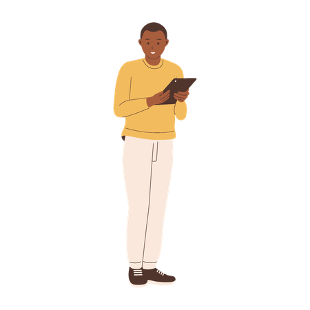 Young Man Using Tablet  Illustration