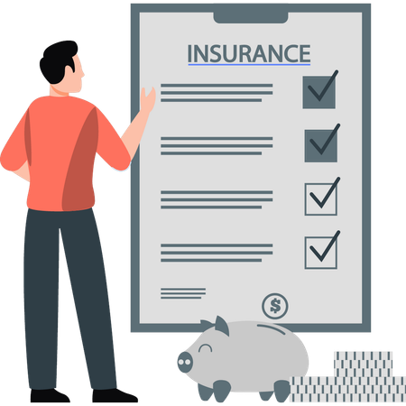 Young man view insurance checklist  Illustration