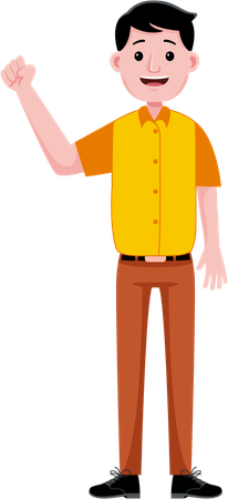 Young Man waiving hand  Illustration