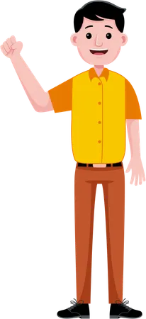 Young Man waiving hand  Illustration