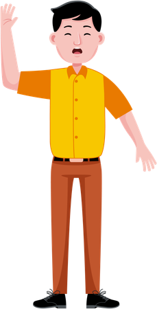 Young Man waiving hand  Illustration