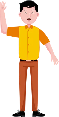 Young Man waiving hand  Illustration