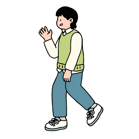 Young Man Walking  Illustration