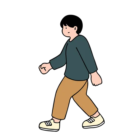 Young Man Walking  Illustration