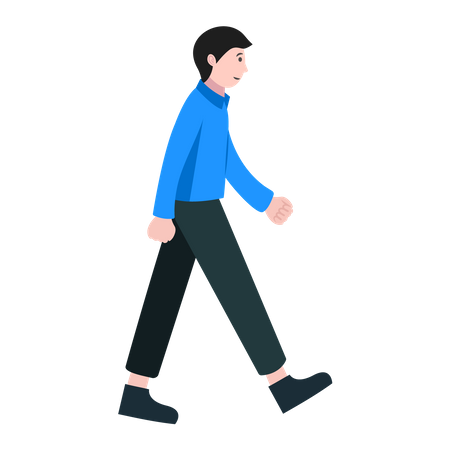 Young man Walking  イラスト