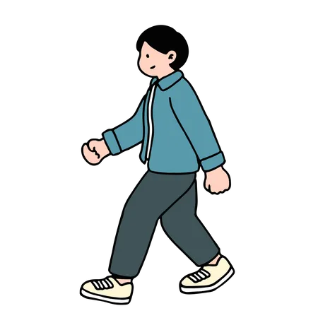 Young Man Walking  Illustration