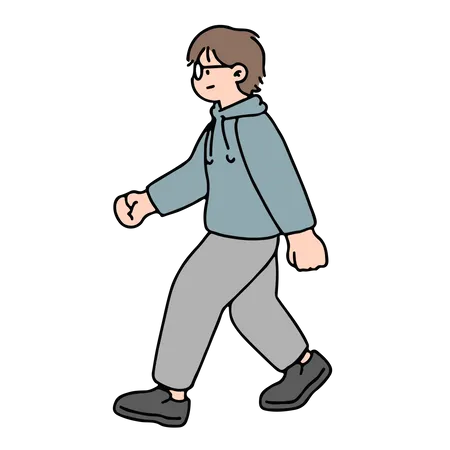 Young Man Walking  Illustration