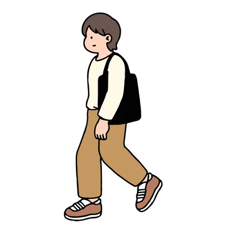 Young Man Walking  Illustration