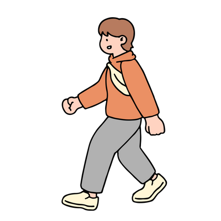 Young Man Walking  Illustration