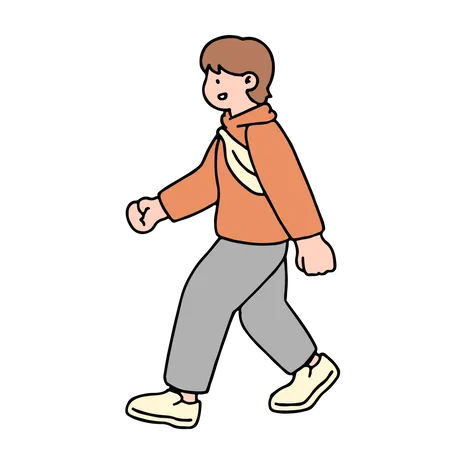 Young Man Walking  Illustration