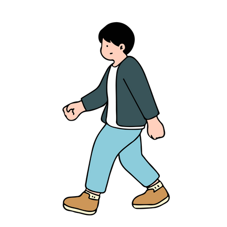 Young Man Walking  Illustration