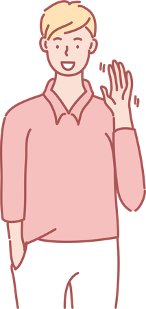 Young man waving hand  Illustration