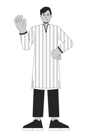 Young man waving hand  Illustration