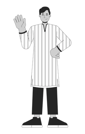 Young man waving hand  Illustration