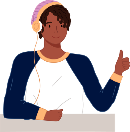 Young man wearing headphone  Illustration