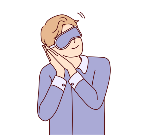 Young man wearing vr glass and feeling sleepy  Illustration