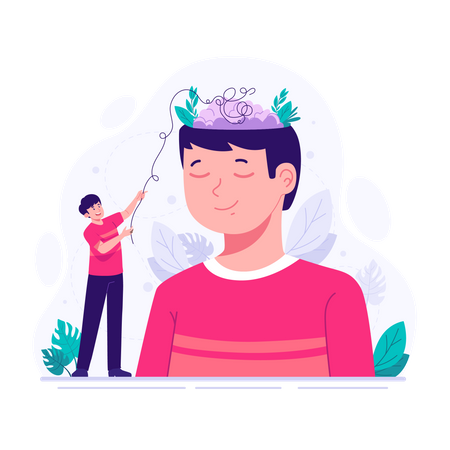 Young man with calm mind  Illustration