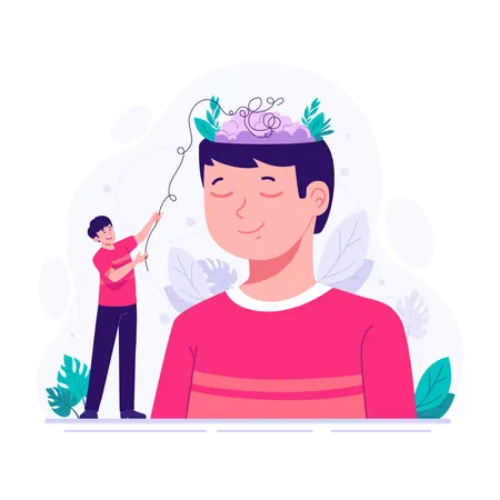 Young man with calm mind  Illustration