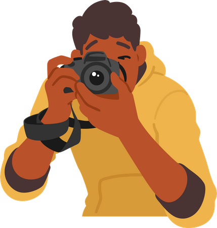 Young Man With Camera  Illustration