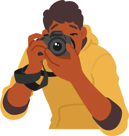 Young Man With Camera  Illustration