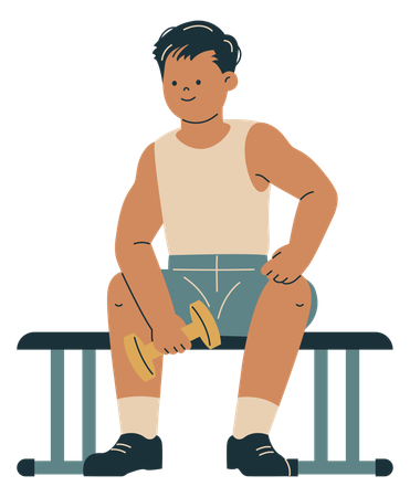 Young Man with Dumbbell  Illustration