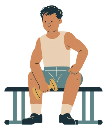 Young Man with Dumbbell  Illustration