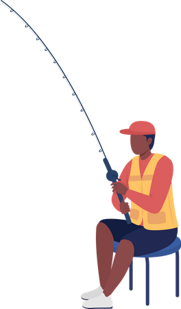 Young man with fishing pole  Illustration