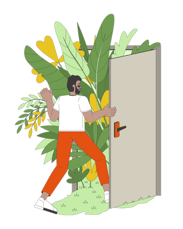 Young man with Green living  Illustration