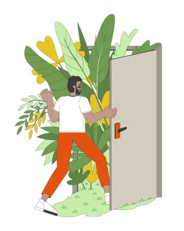 Young man with Green living  Illustration