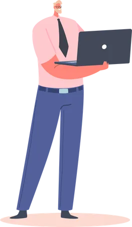 Young man with Laptop in Hand  Illustration