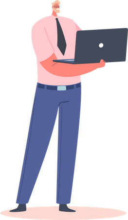 Young man with Laptop in Hand  Illustration