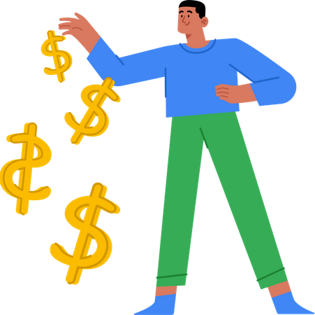 Young man with money  Illustration