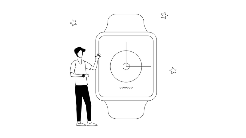 Young man with Smart Watch  Illustration
