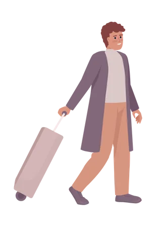 Young man with suitcase Illustration