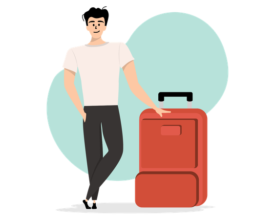 Young man with suitcase  Illustration