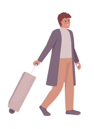 Young man with suitcase  Illustration