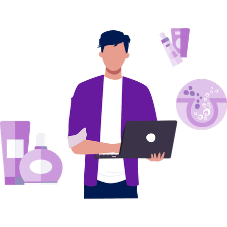 Young man working about deep cleanser face wash  Illustration